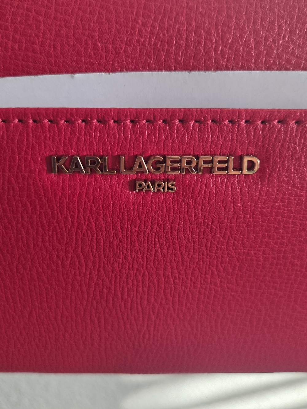 Karl Lagerfeld Admiral Red Crossbody Satchel  Gold Hardware and Graphic Accents - Picture 6 of 16